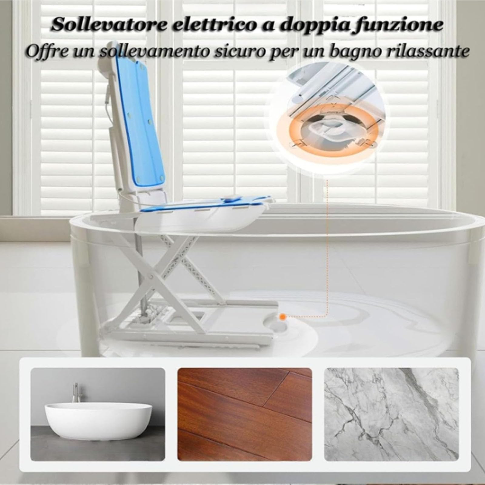 BCBKD Sollevatore per Vasca da Bagno per Disabili E Anziani, Sedia Elettrica con Portata di 140 kg, Progettata per Un Facile Accesso E Un Uso Quotidiano in Bagno