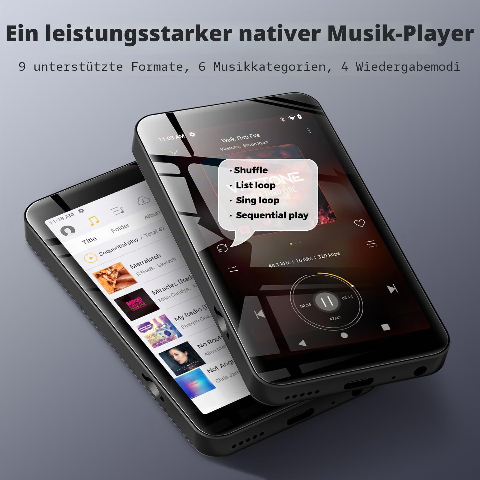 MP4 Player Andriod 12 Schwarz