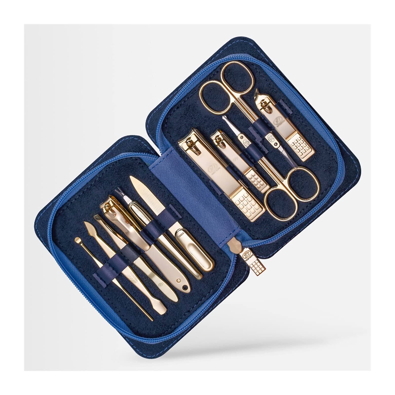Nagelknipser Set Maniküre Set Nail Clippers Pediküre Kit -11 Stück Edelstahl Maniküre Kit Tragbare Nagelpflege Werkzeuge mit Leder Reisekoffer (blau/braun/pink) für Fußnägel und Fingernägel