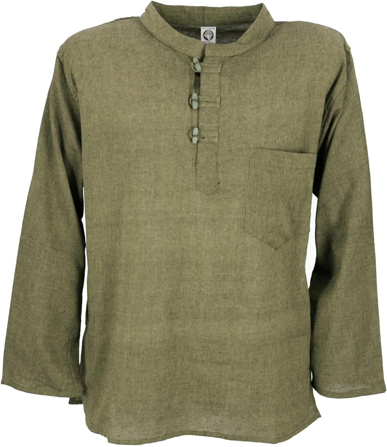 GURU SHOP Yoga hemd, Goa-hemd, uniek patchwork sweatshirt, lichte vrije tijd hoodie, heren, katoen, groen, M