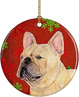 Vista 63 de Caroline's Treasures Dachshund copos de nieve rojos y verdes, adorno de cerámica de Navidad para colgar en el árbol de Navidad, decoración