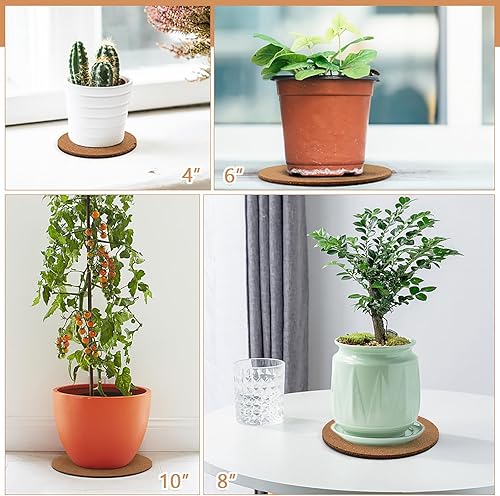 Miniatura 6 de 12 posavasos de corcho de 4 tamaños, tapetes de 4/6/8/10 pulgadas, posavasos para manualidades para plantas y bebidas de interior/exterior