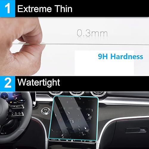 Miniatura 4 de TTCR-II Protector de pantalla compatible con Mercedes Benz Clase C Sedan 2022-2024, protector de panel de salpicadero Clase GLC 2023-2024, protector