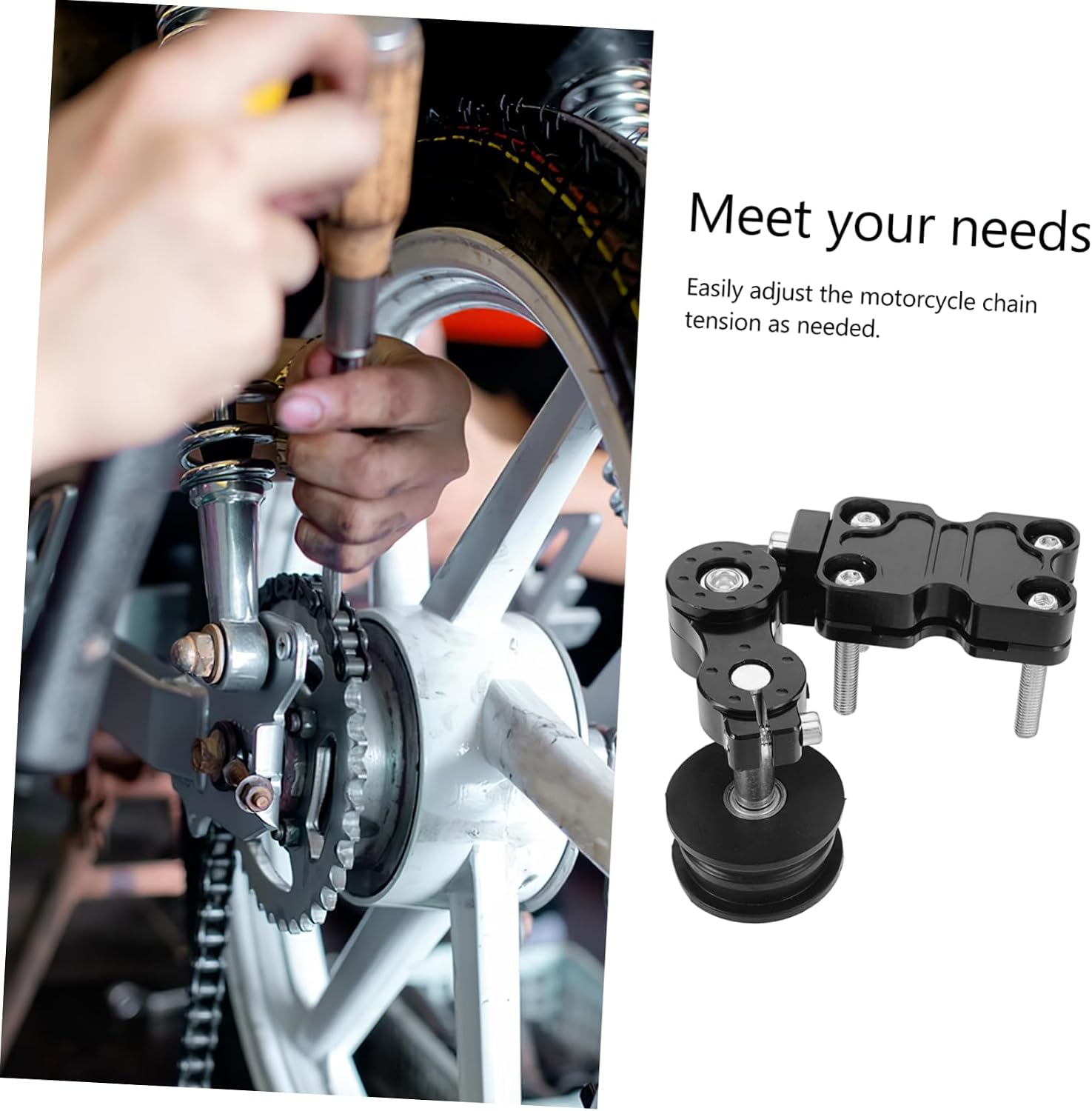 ULTECHNOVO Aluminum Alloy Motorcycle Chain Tensioner Precision Chain Adjuster Essential for Motorcycle Parts Modification