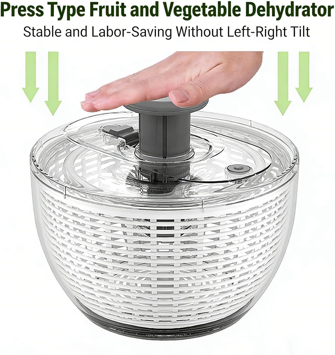 6-liter large capacity manual salad spinner, manual kitchen drain basket, salad making tools and spinner