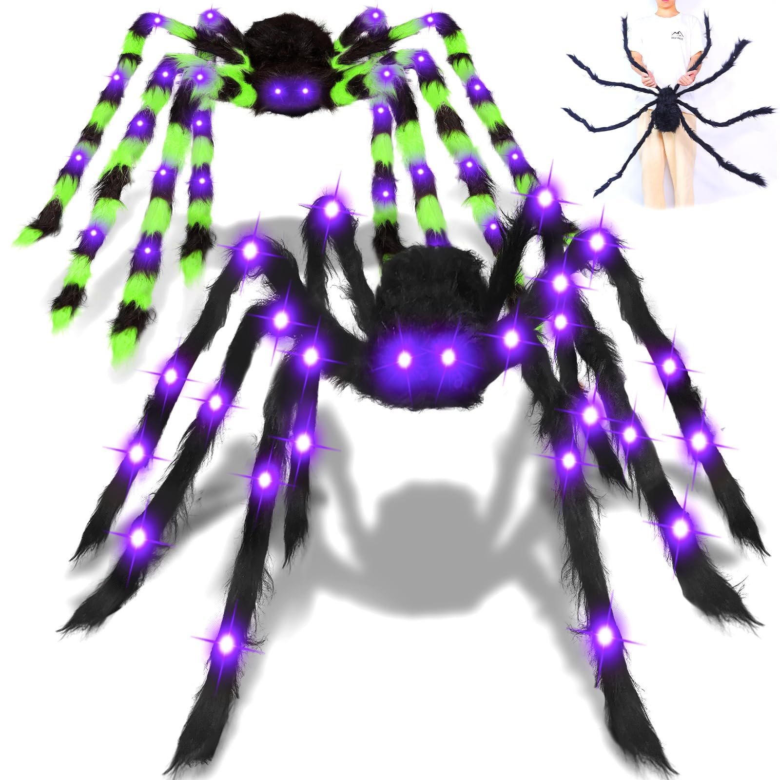 Araignées lumineuses Halloween décoratives de 1,5m pour sublimer votre cour et maison