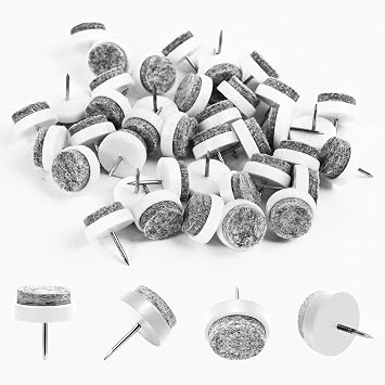 50pcs Felt Furniture Pads,0.8" Nail-on Felt Pads Chair Leg Floor Protectors for Chairs Tables Feet Wooden Furniture White