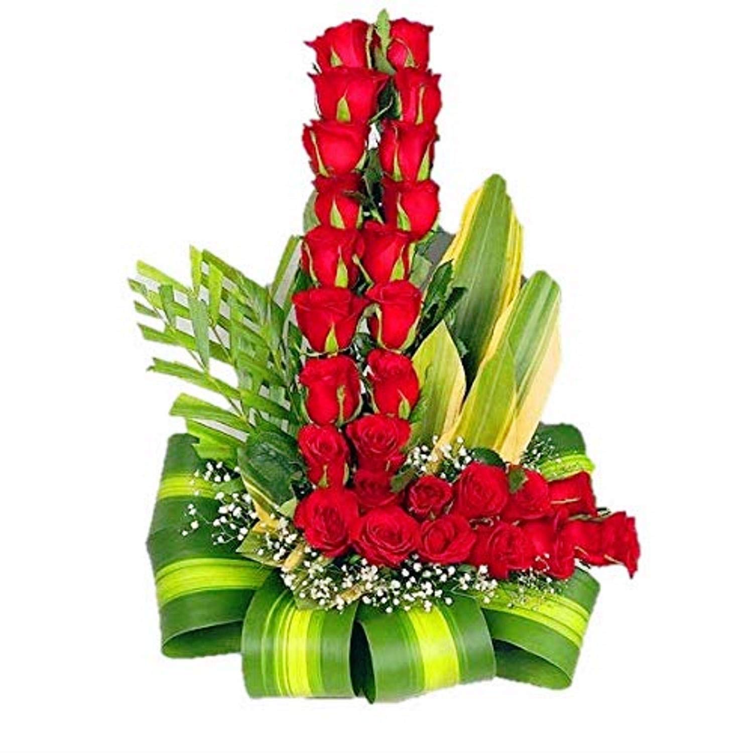Alphabet Special Fresh Flowers 'L' Love Shape Basket Arrangement of 25 Red Roses || TFM Valentine Day Gift-image-14