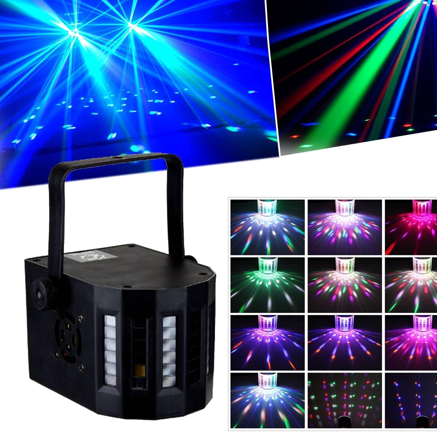 PACK Jeux de lumière Sono DJ LIGHT 2 EFFETS DERBY Noir 4 LEDs RGBW