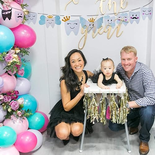 Miniatura 2 de Aduck Guirnalda de primer diente para fiesta de primer diente, decoraciones de primer cumpleaños para bebés niños y niñas con 10 ángeles de dientes