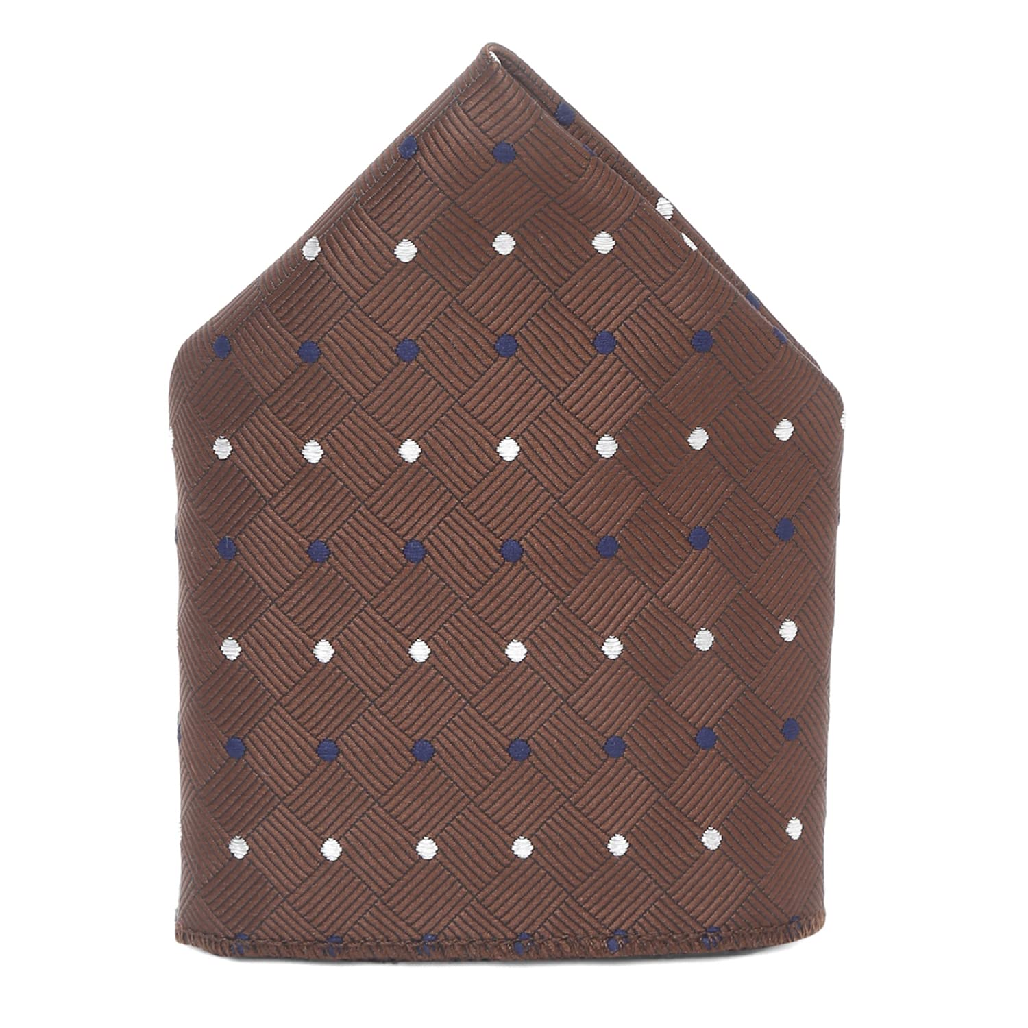 LOUIS STITCH Mens Brown Polka Italian Silk Necktie Set With Pocket Square Tie Chrome Tiepin (Suit Accessories) (Czech) 3
