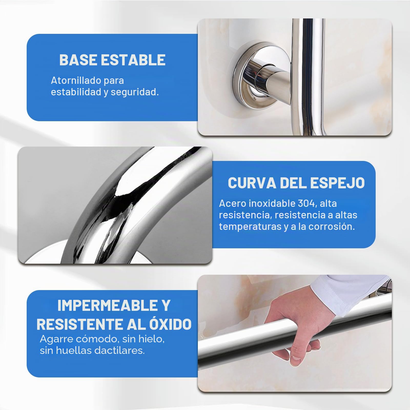 Barra de sujeción para ducha, acero inoxidable, 70 x 50 cm, en forma de L, rieles de seguridad en ángulo vertical, pasamanos de esquina antideslizante montado en la pared para personas mayores con