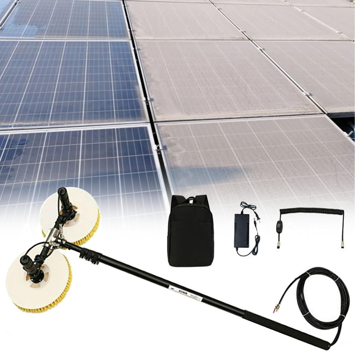 HADECOLL Solar Photovoltaic Panel Cleaning Maine, Water Fed Pole Kit With Automatic Rotary Double Head Cleaning Brush, Solar Panel Cleaning Tools,7.5M