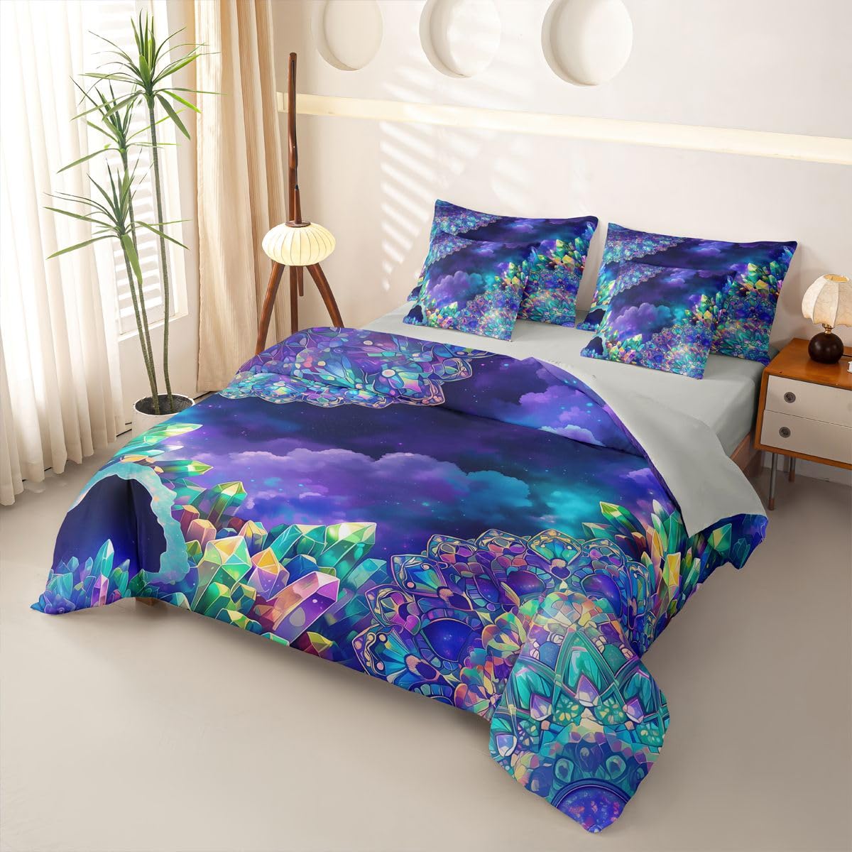 Homewish Bunter Kristall Bettwäsche Set 220x240cm 7tlg