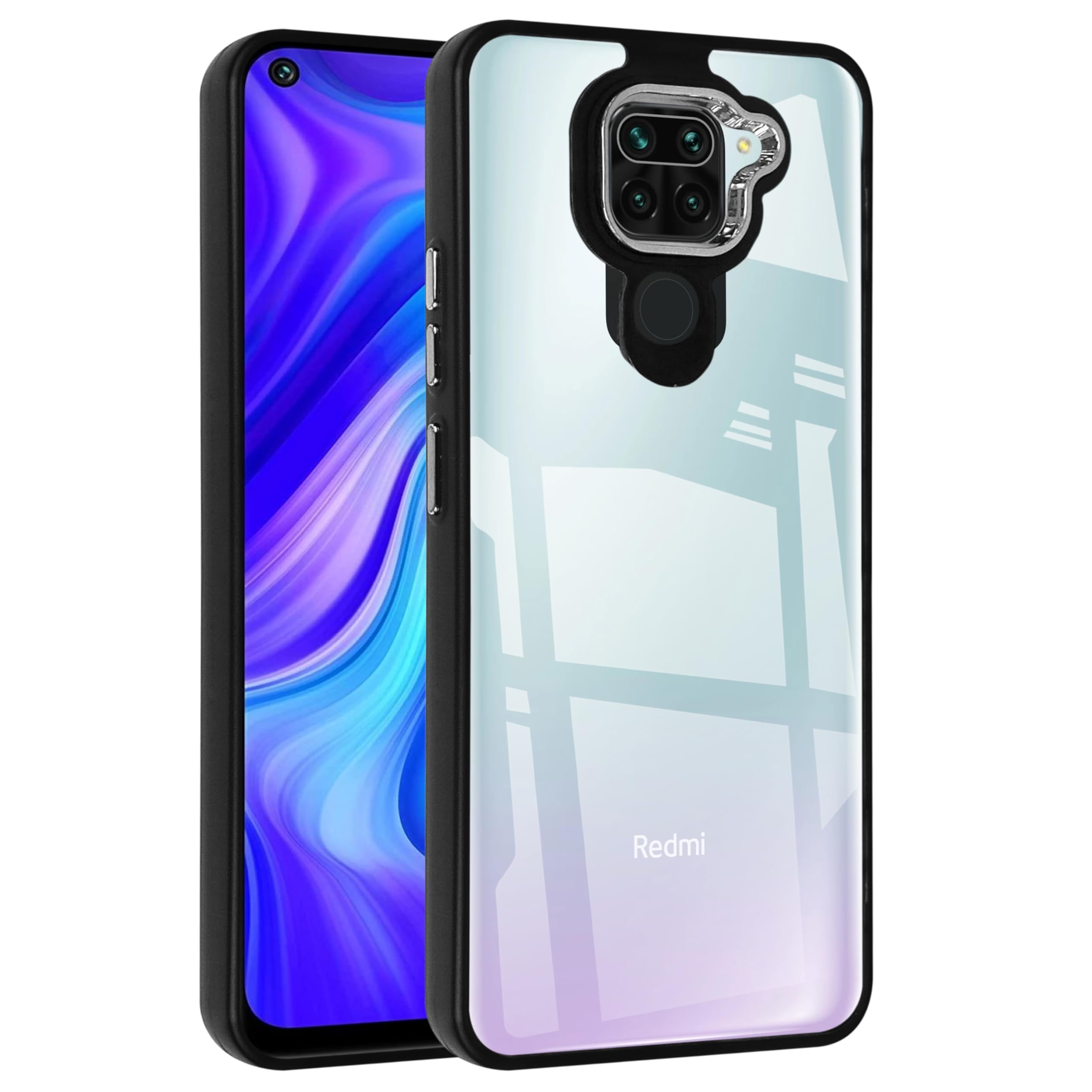 Zapcase Back Case Cover for Mi Redmi Note 9 | Compatible for Mi Redmi Note 9 Back Case Cover | Chrome Finish with Camera Protection | Metallic Chrome Case Cover | Shockproof Bumper | Black