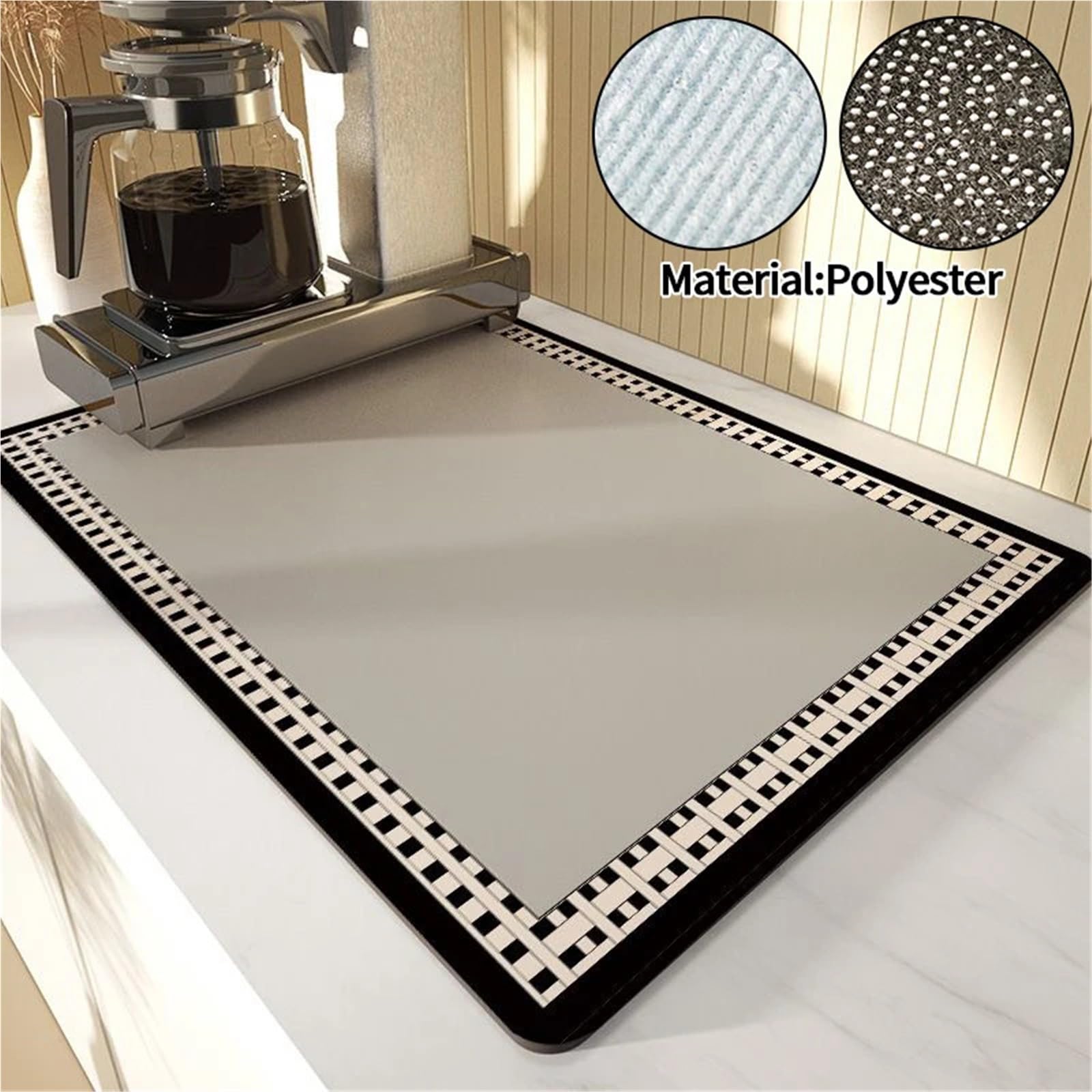 Alfombrilla Para Café Bar Tapete de secado for tazas de café, tapete de drenaje absorbente for cocina, tapete for encimera de cocina, almohadilla de vajilla for Bar y café, 2 uds.(Brown,30x50cm)