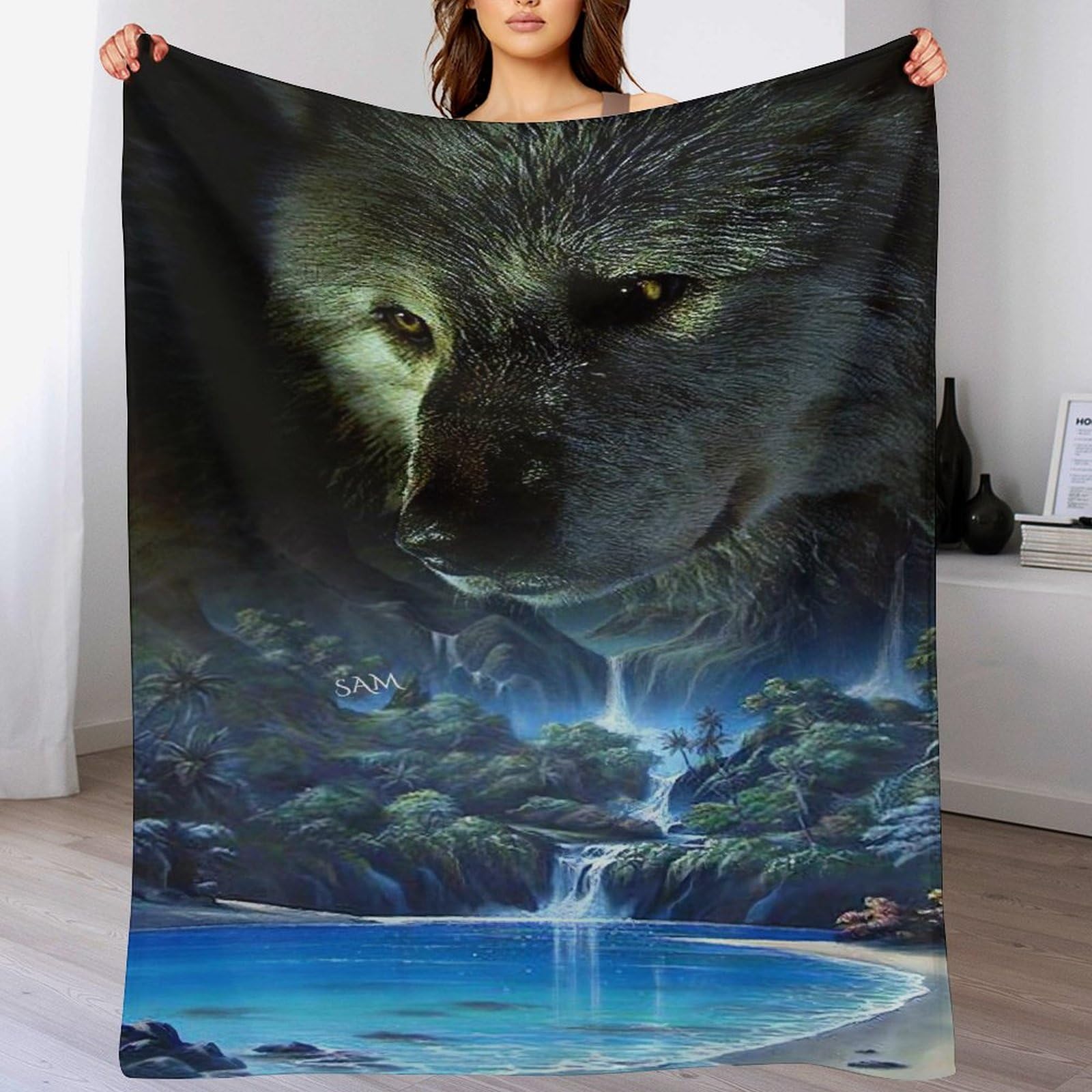 Couverture canapé chaude loup pour des soirées cocooning confortables dans votre salon