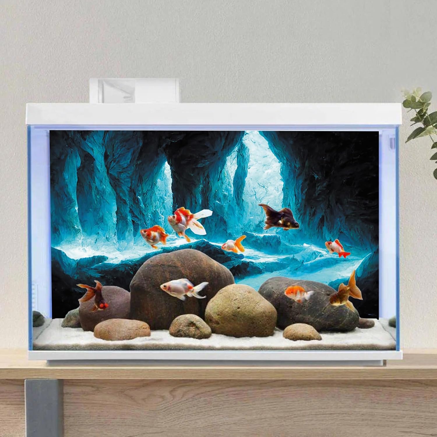 AWERT 36x24 in Rock Cave Aquarium Backdrop Rock Pillar Fish Tank Background image 3