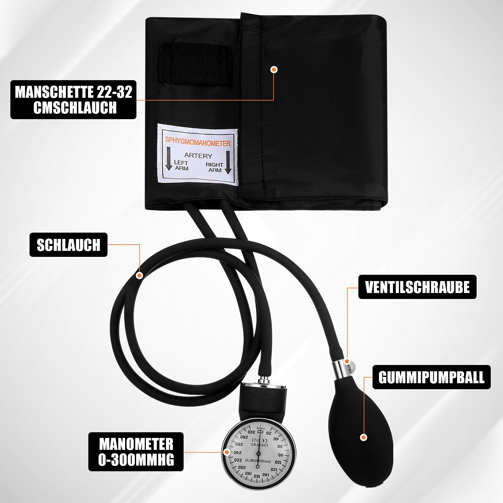 Healifty Manguito de presión arterial manual y estetoscopio – Esfigmomanómetro para el hogar (negro)