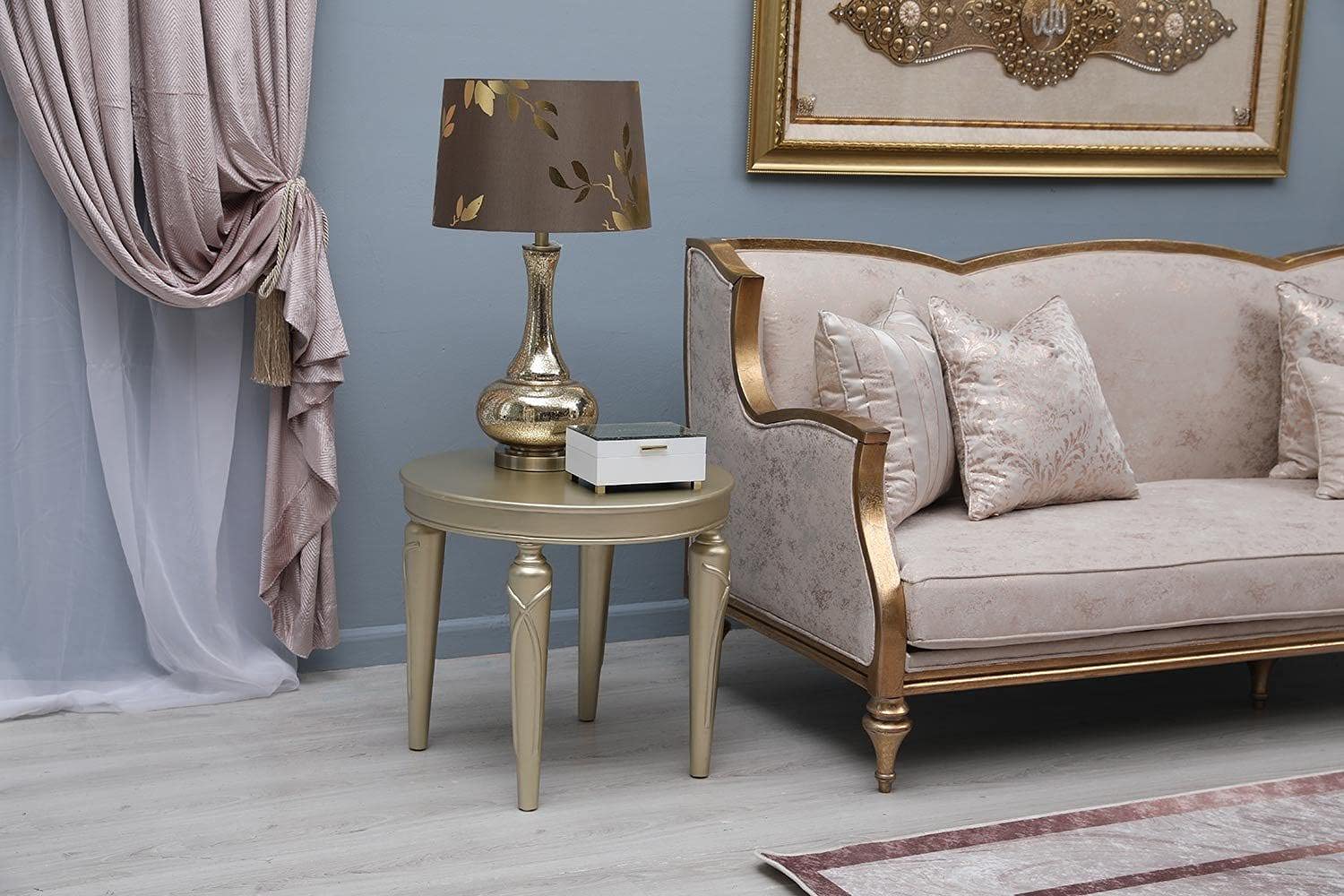 PAN Home Brightspot End Table, L63 cm x W63 cm x H57 cm, Gold-Toned