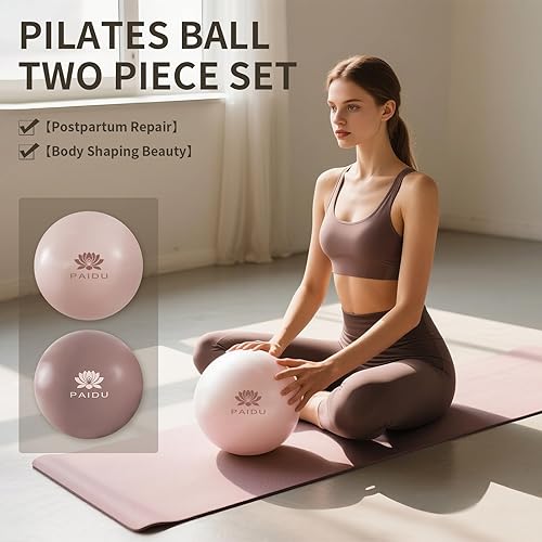 Miniatura 3 de Pelota de pilates con núcleo de 10 pulgadas, antiexplosión y antideslizante, apta para pilates, yoga, entrenamiento de núcleo, terapia física,