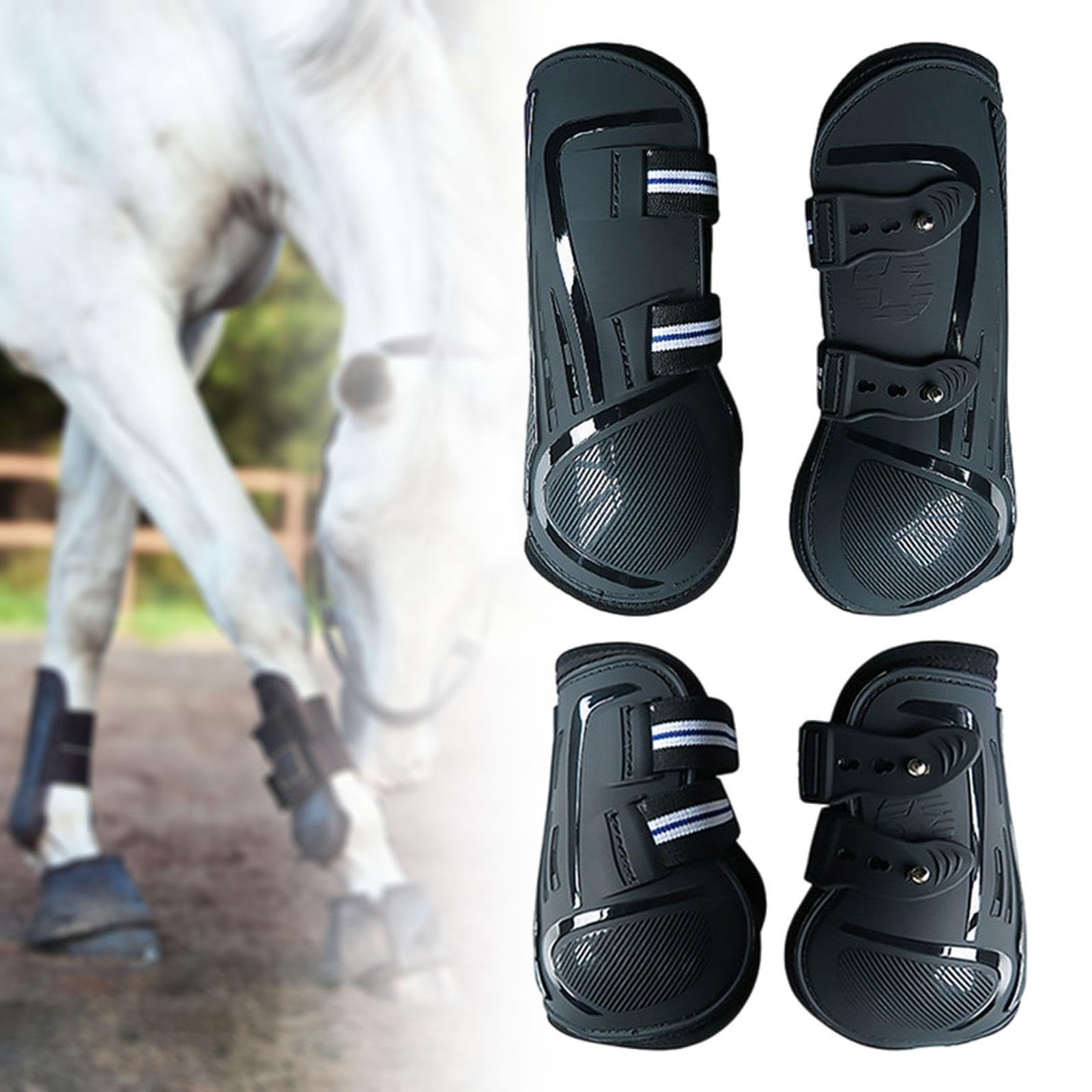 4X Pferde Stiefel Bein Schutz Unterstützung Stoßdämpfende Bein Wraps Bein Schutz für Springen Training Reiten REIT Zubehör, schwarz L