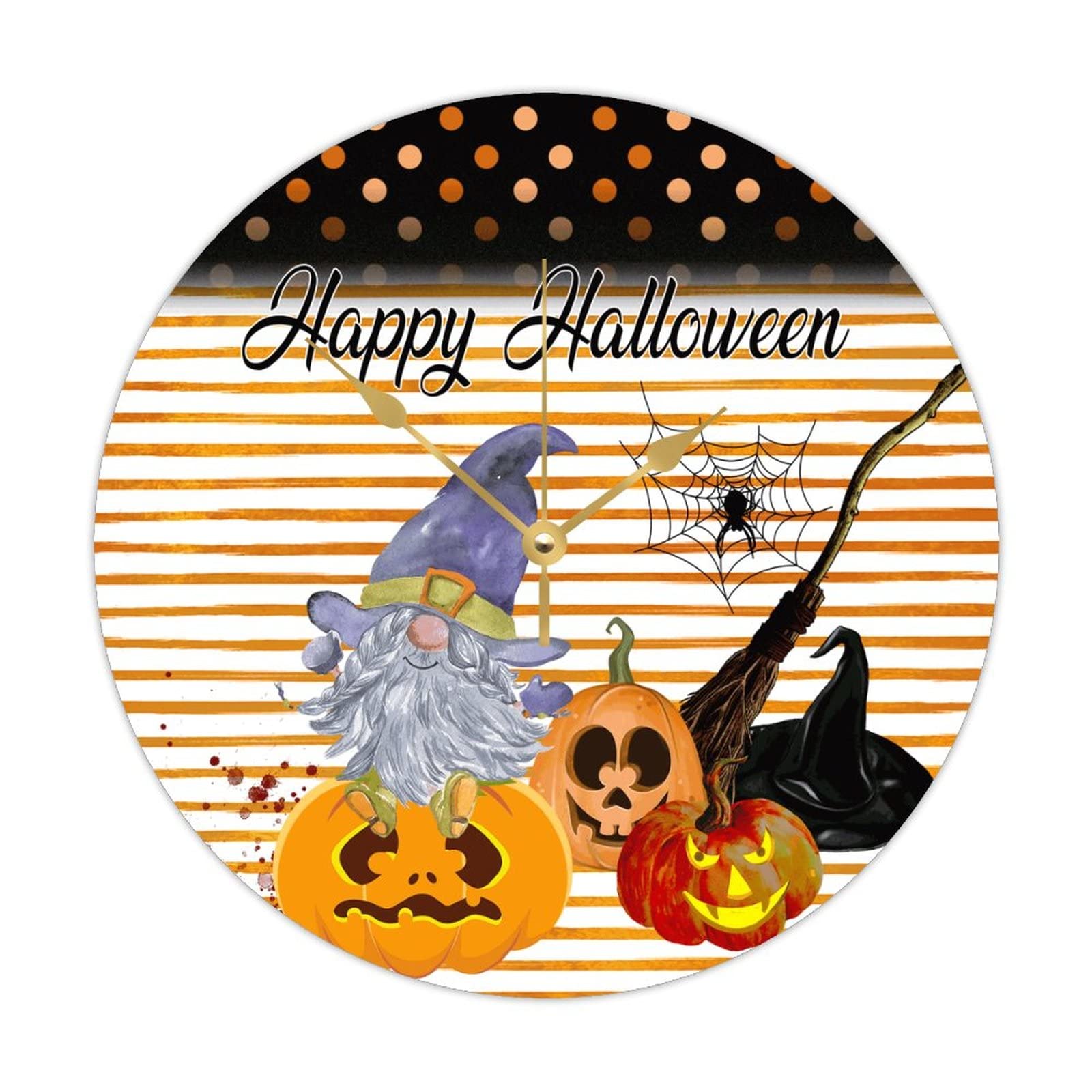 Horloge murale silencieuse en bois Halloween sans tic-tac pour chambre