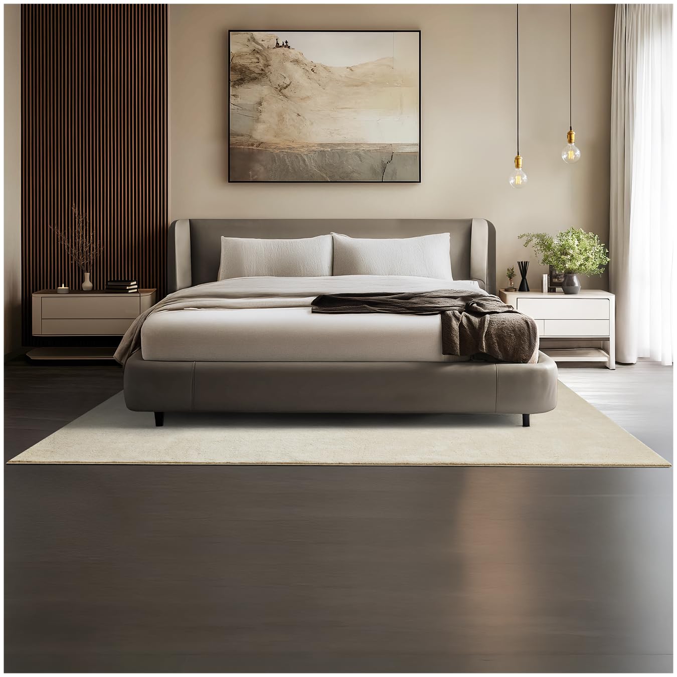 tectake® Flauschiger Kurzflor Teppich, waschbar, für Wohnzimmer, Badezimmerteppich, Küchenteppich, Teppich Flur, Home Deko, rutschfest, allergikerfreundlich, beige, 160 x 230 cm