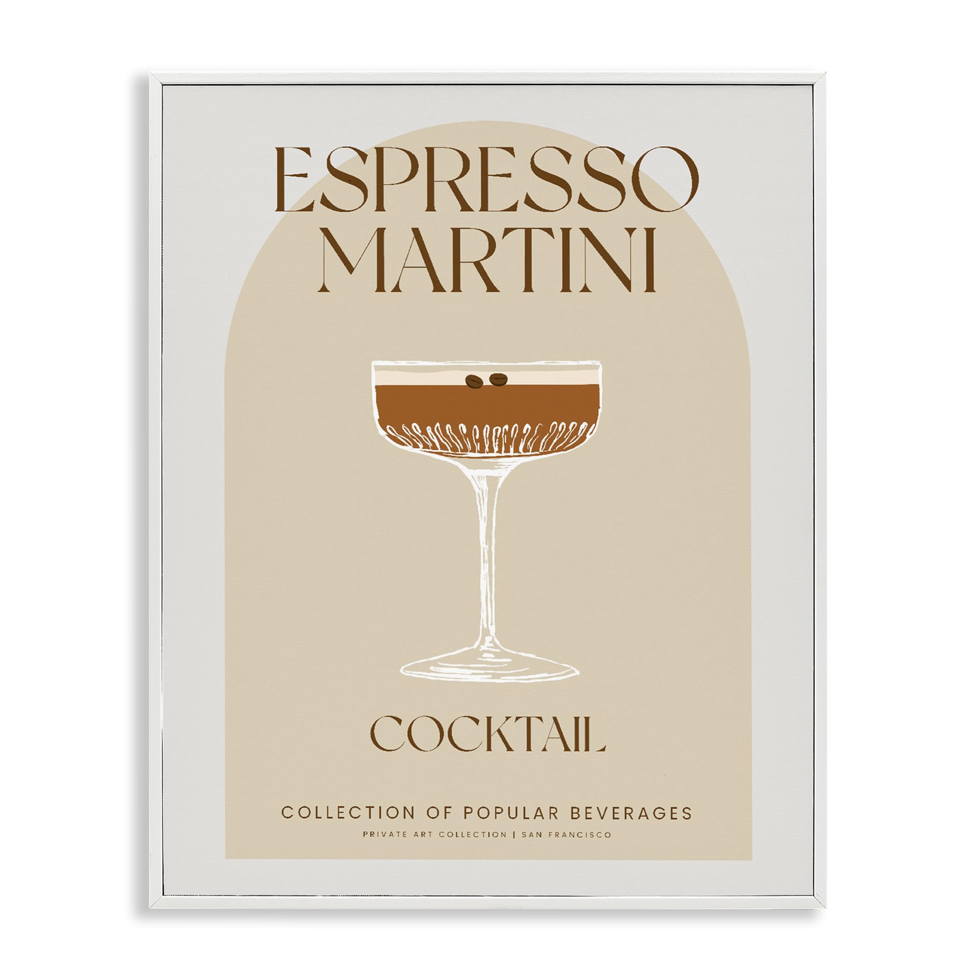 Cuadro retro de Martini Stupell Industries enmarcado en blanco para pared