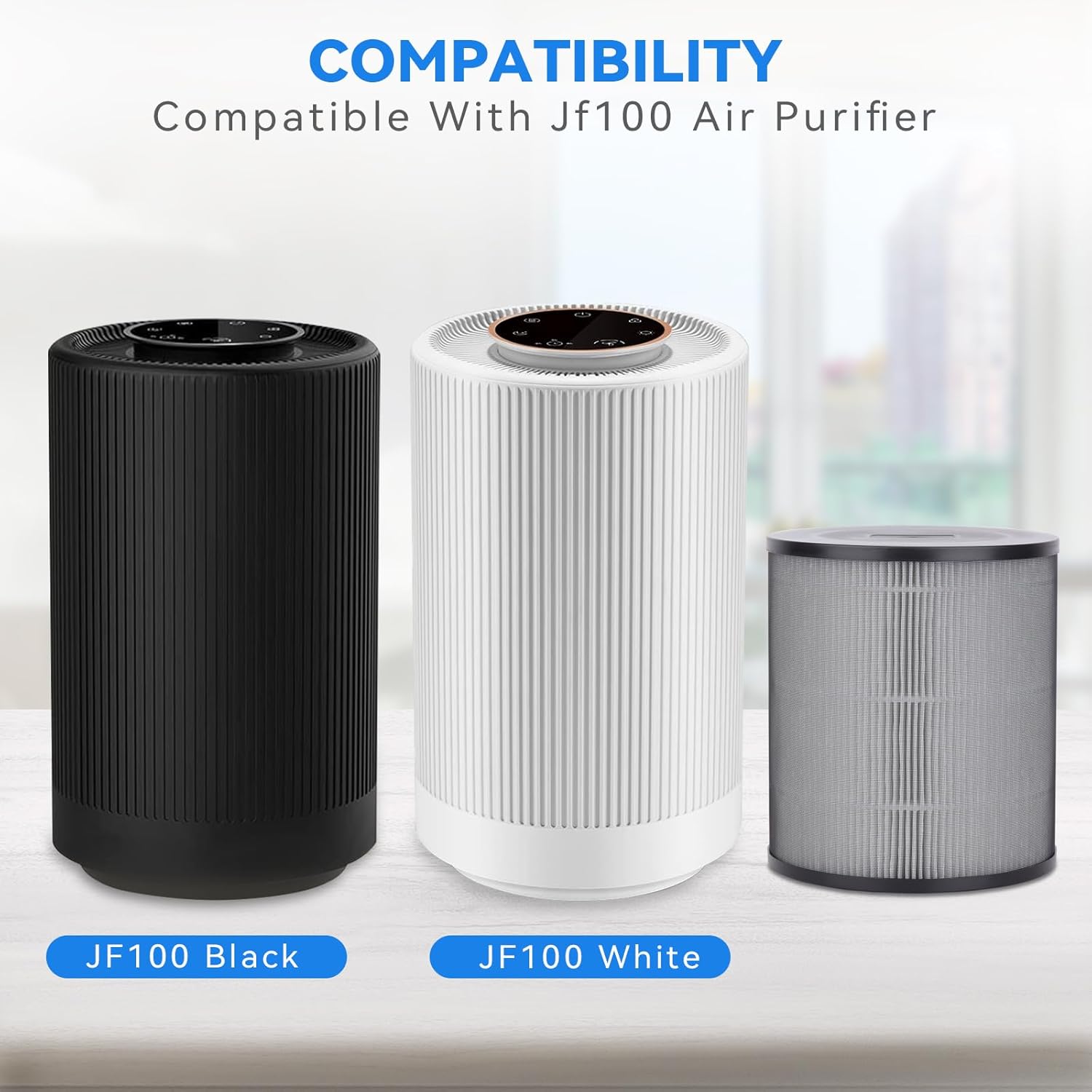 JF100 Replacement Filter Compatible with jafanda JF100 Air Purifier: 3-in-1 H13 True HEPA Activated Carbon Filtration System 3Pack