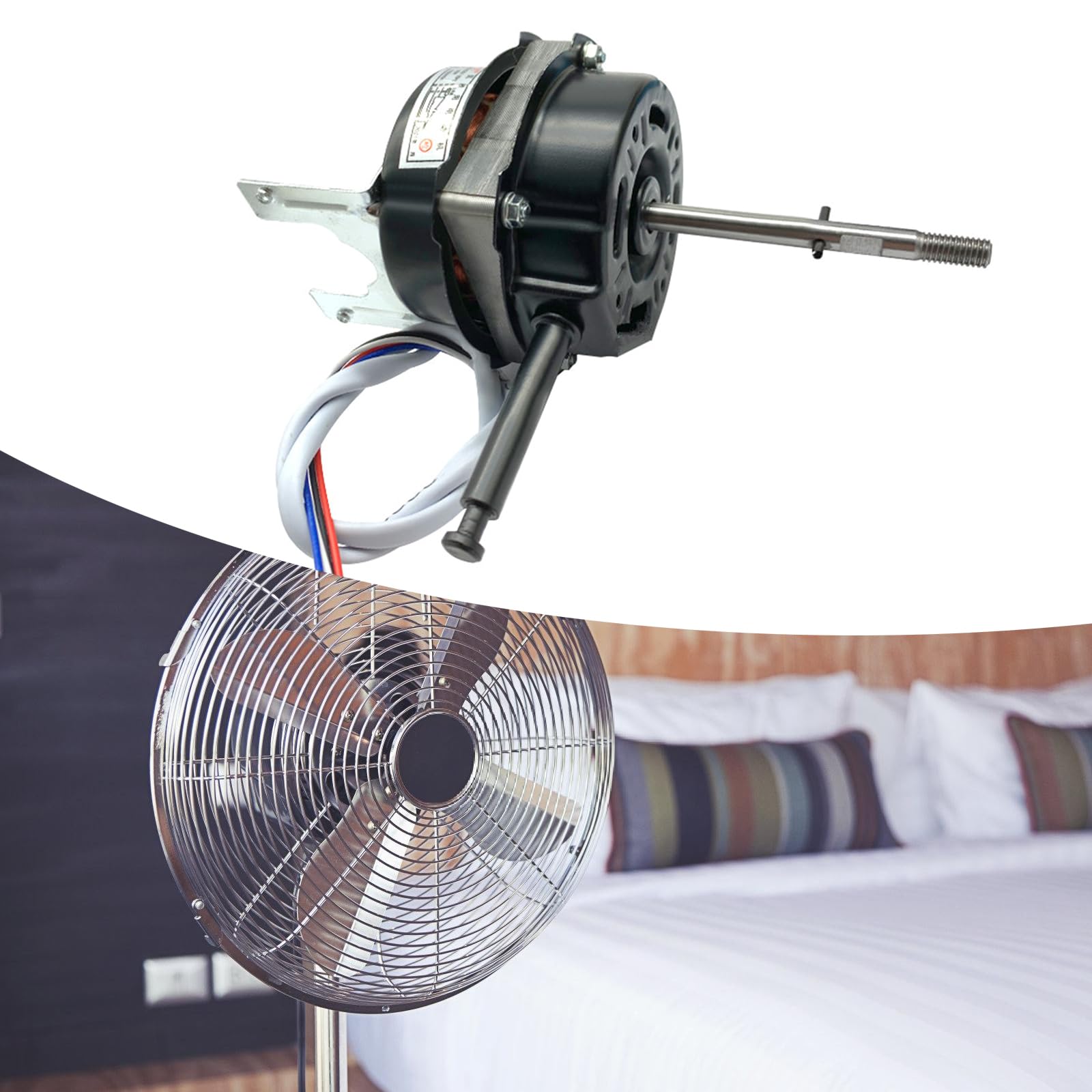 PANGBOER Motor de ventilador eléctrico de doble rodamiento con control remoto, 60 W, ventilador de pared, ventilador de suelo, 18P, repuesto de motor de ventilador de pie