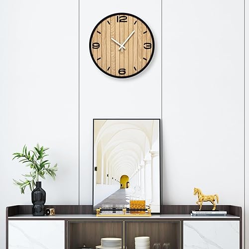Miniatura 9 de Reloj de pared redondo de 8 pulgadas, funciona con pilas, de cuarzo, sin tictac, para apartamento, sala de estar, dormitorio, pasillo, aula, fácil