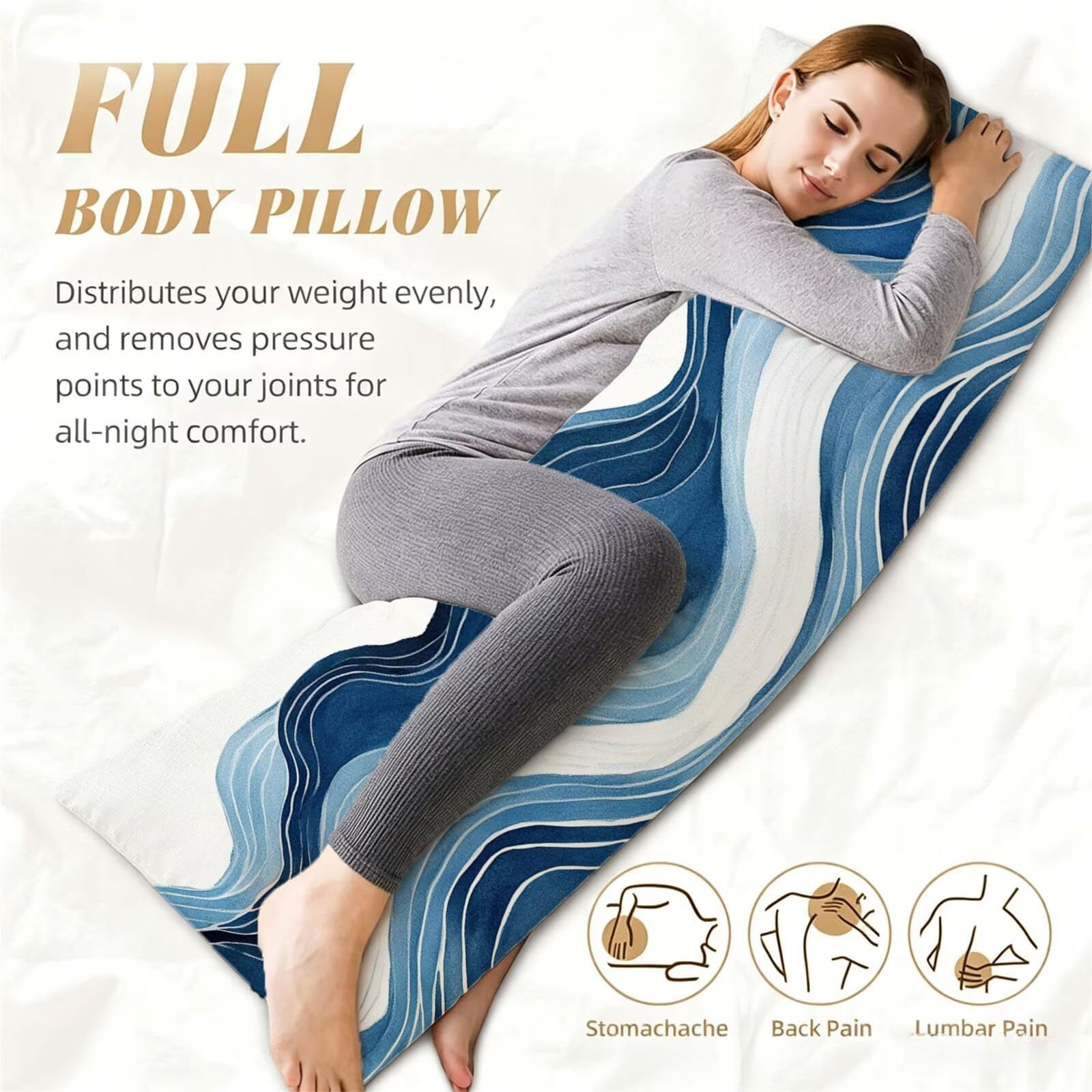 Federe Cuscino Lungo per Dormire Sul Fianco Astratto 60 x 180 cm con Chiusura Lampo Nascosta Velluto Cuscino Lombare Letto Turchese, Morbida Pillow Gravidanza per Dormire, Donna Regali Utili dg-318