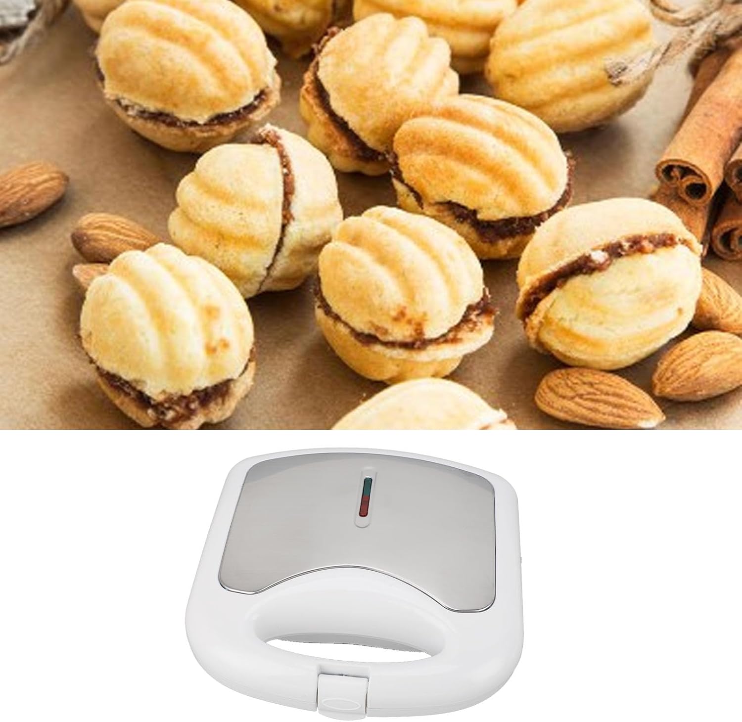 Walnut Cookie Maker, 750W Electric Walnut Cookie Maker Oreshnitsa Maker, Non Stick Nut Waffle Maker, Walnut Cookie Maker for Breakfast, 12pcs Capacity