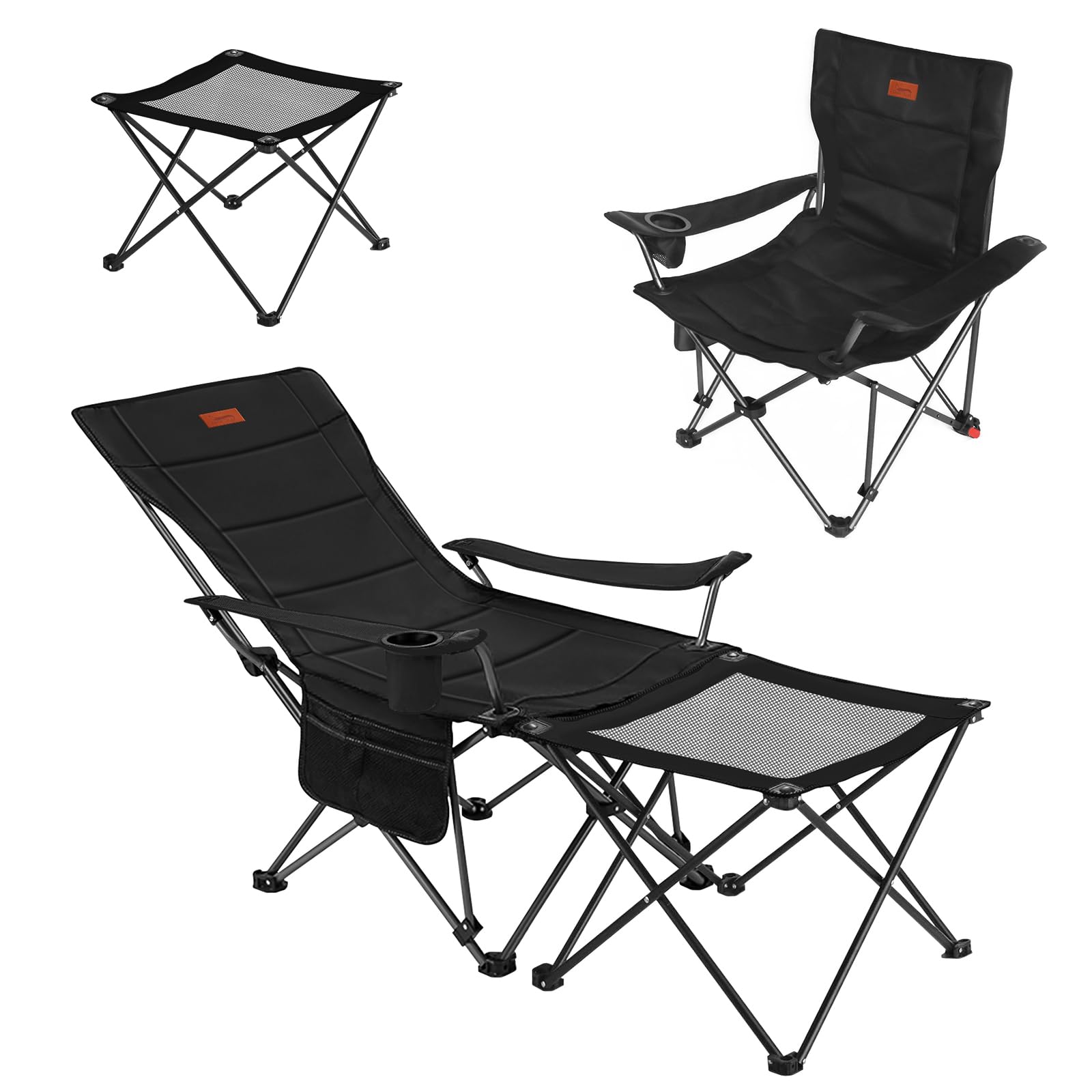 Taimonik リクライニングチェア キャンプ椅子 カーキ１個　ブラック１個 Taimonik リクライニングチェア キャンプ椅子 カーキ1個