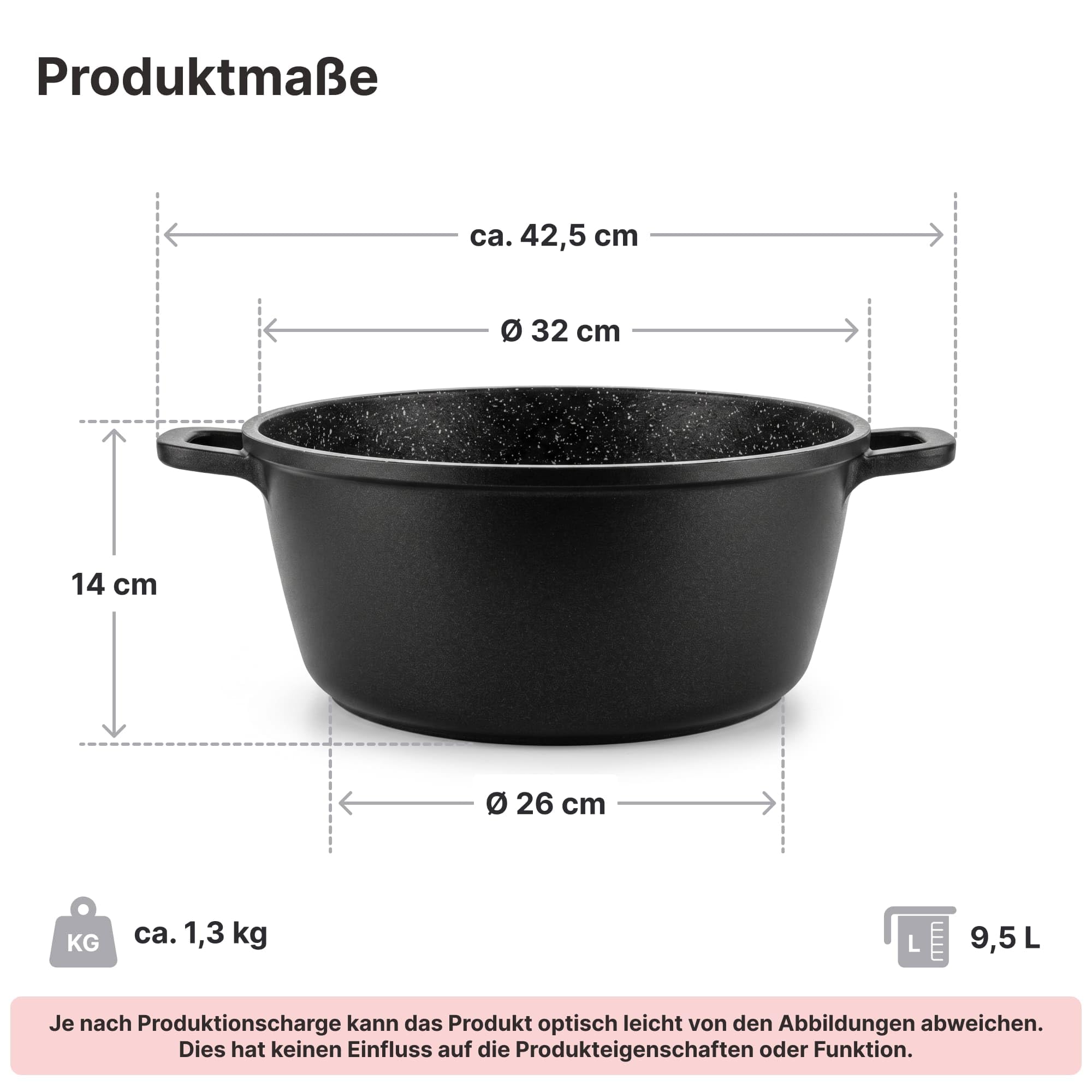 Olla de 10 L de aluminio fundido antiadherente, para inducción, 32 cm, con tapa de cristal