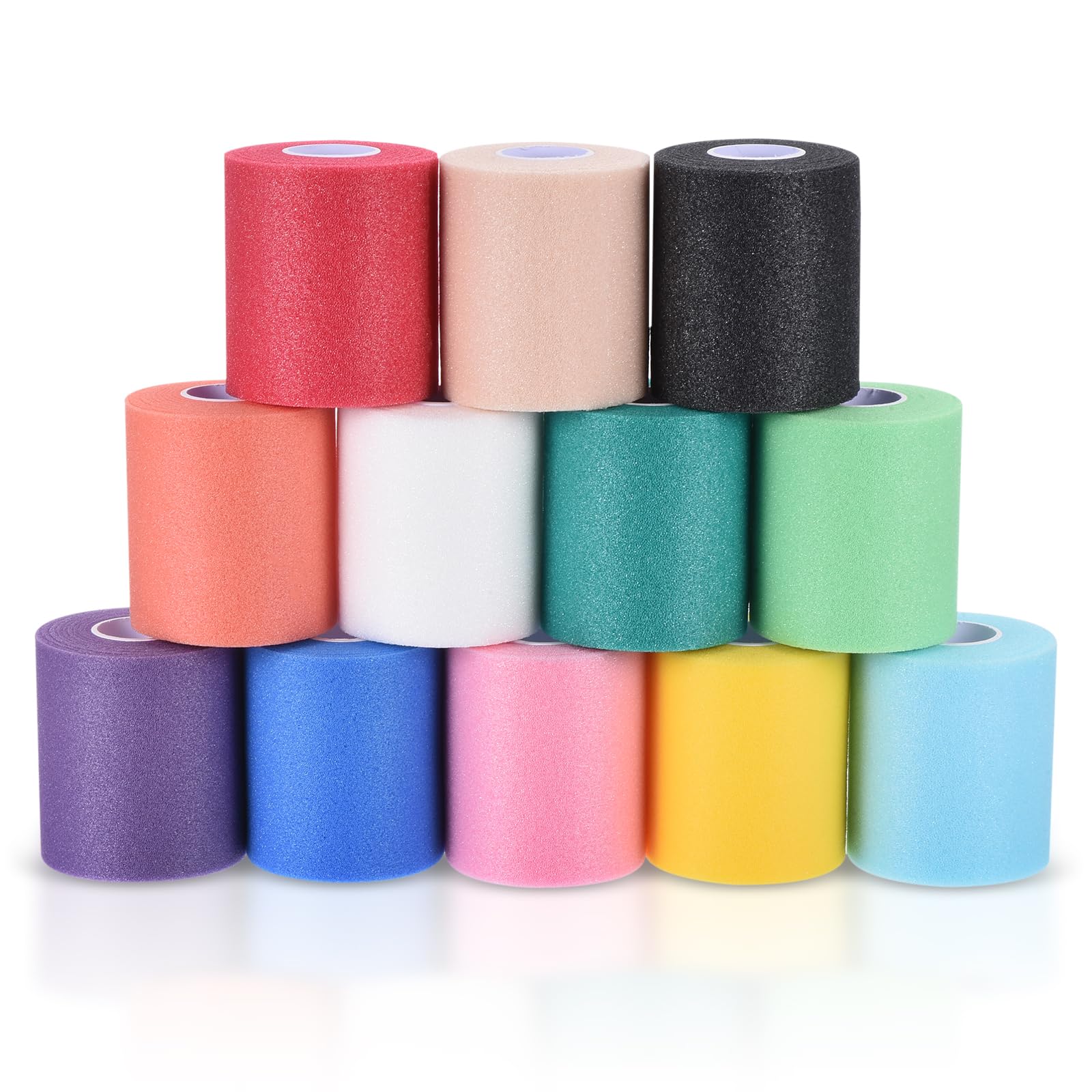 PATIKIL 12 Pack Foam Sports Pre-Wrap Athletic Tape Sports Elastic Wrap 10 Yard Breathable Bandage Rolls Tennis Racquet