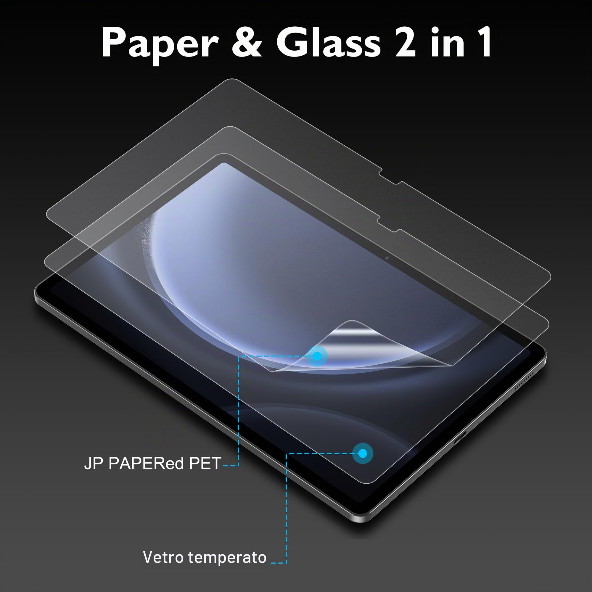 Esanik 2 Pezzi Effetto Carta Pellicola Protettiva per Samsung Galaxy Tab S10 FE 10,9" 2025/ S9 FE 5G 10,9" 2023/S9 11", Opaco Vetro Temperato Prottetiva Opaca Antiriflesso, Feel like Paper per Disegno