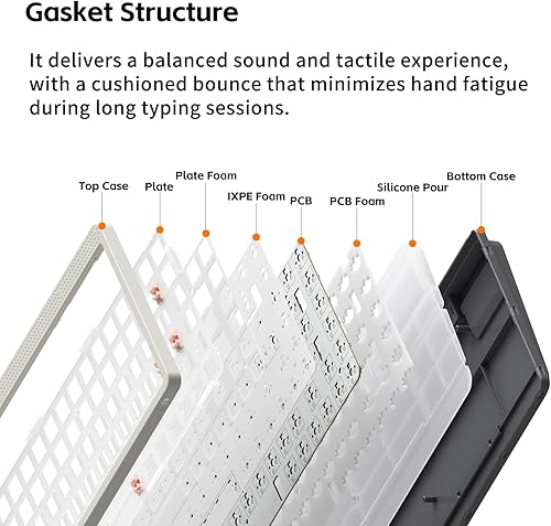 Miniatura 7 de nuphy Node75 Teclado Mecánico Inalámbrico, Teclado Personalizado de 75% Intercambiable en Caliente de Bajo Perfil, Teclados de 84 Teclas para