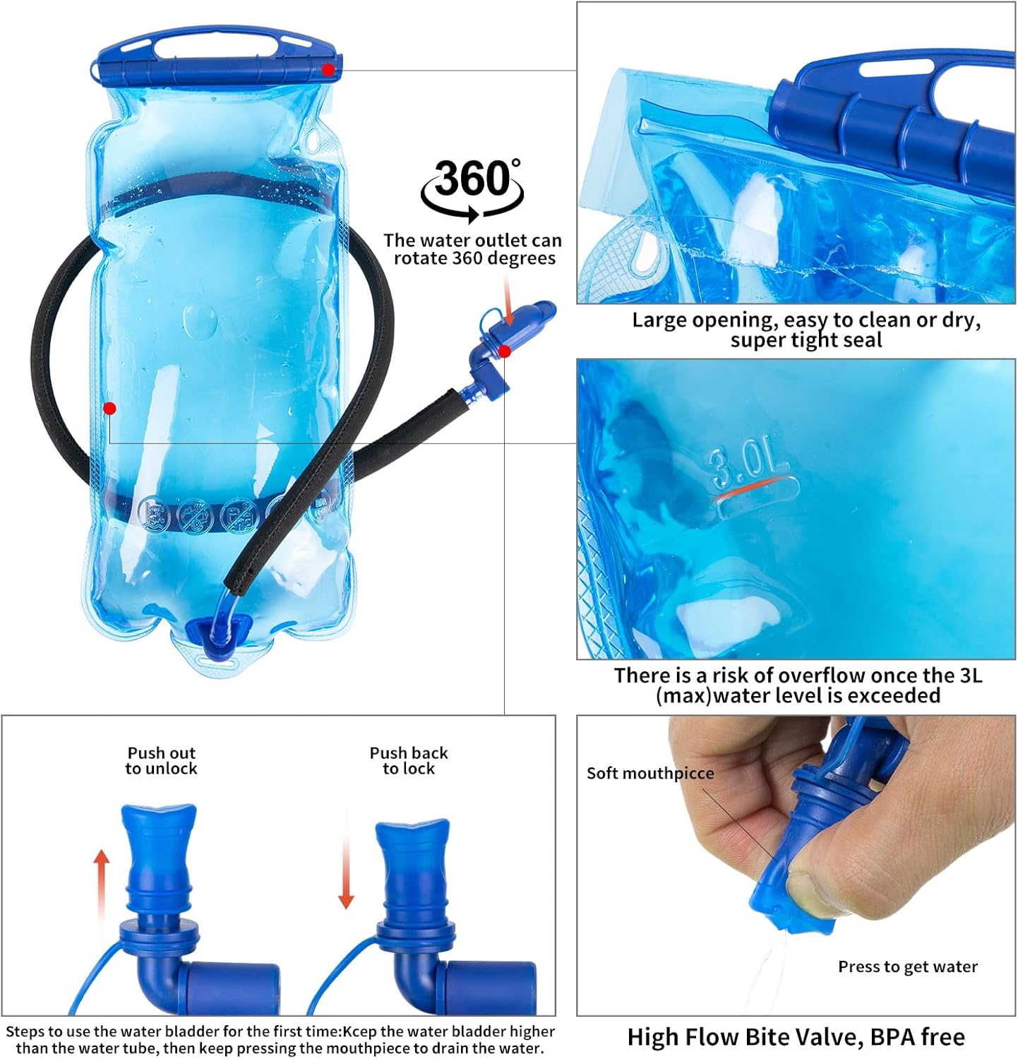 Hydration Backpack, Water Backpack for Hiking with 3L Water Bladder, Insulated Hydration Pack Lightweight Day Hydropack Ideal for Hiking and Cycling, 18L - Image 7