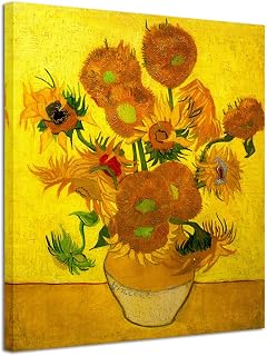 Wieco Art Large Modern Abstract Flowers Giclee Canvas Prints Artwork Vase with Fifteen Sunflowers by Van Gogh Oil Paintings Reproduction Pictures on Canvas Wall Art