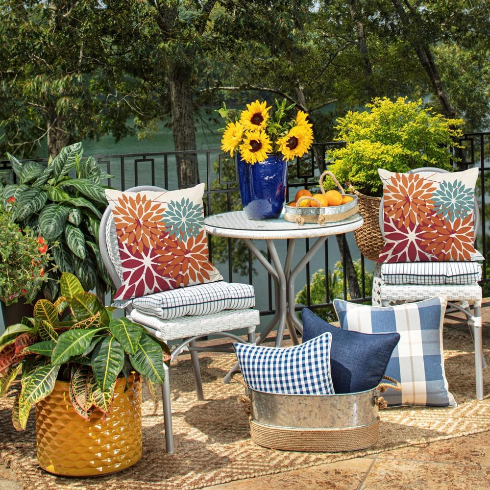 DFXSZ Outdoor Throw Pillow Covers 24x24 Inch Set of 2 Waterproof Spring Summer Geometric Elegant Burnt Orange Outdoor Pillow Covers for Patio Funiture Garden Couch 168D24