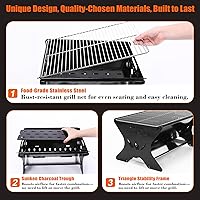 Vista 7 de QuliMetal Upgraded 18 Inch Portable Charcoal Grill, Portable Fire Pit - Folding Campfire Grill, Heavy Duty Steel Cooking Grate with Storage Bag for