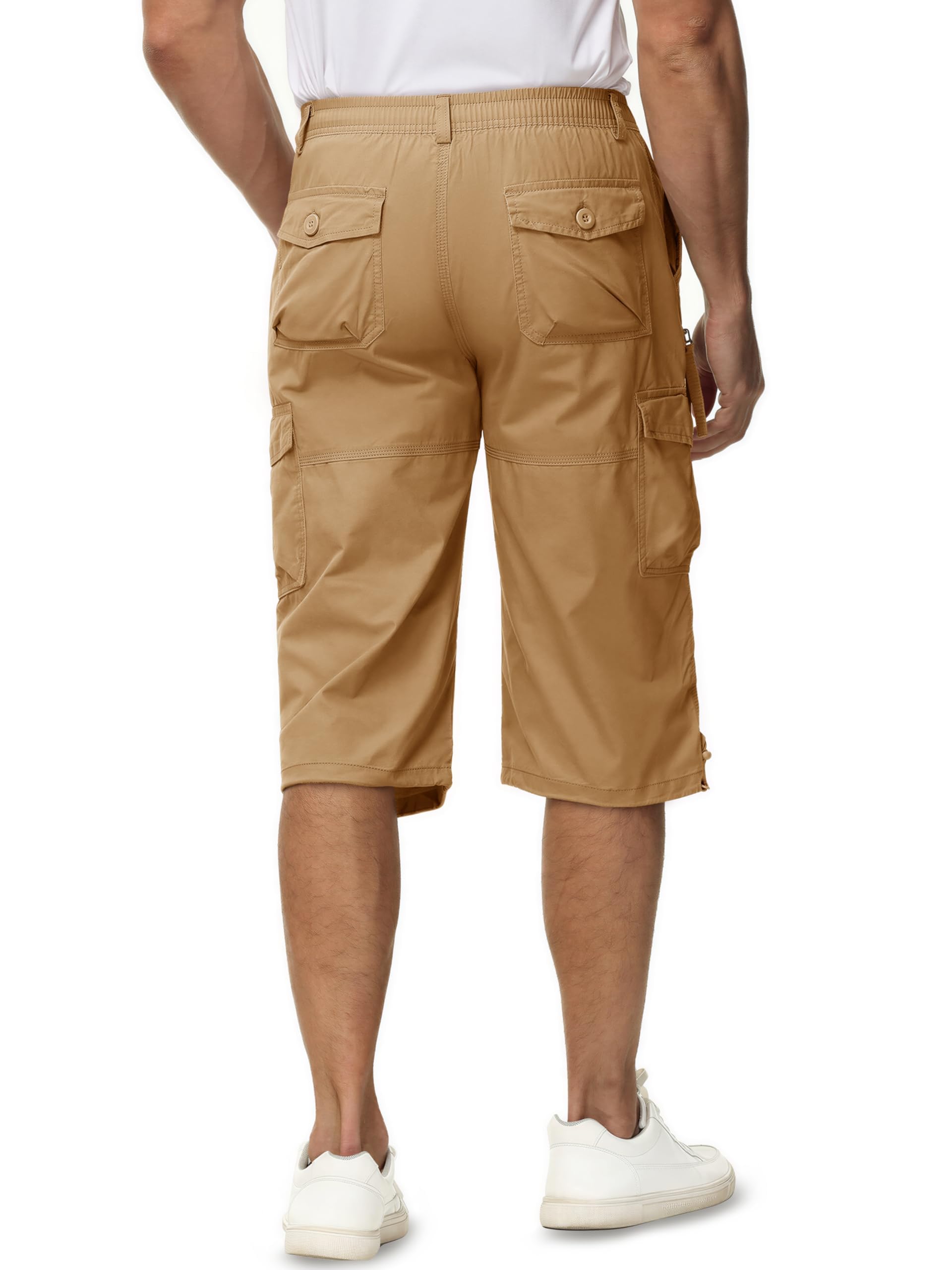 TACVASEN Hombres 100% Algodón Pantalones Cortos de Carga 3/4 Casual Pantalones Cortos Militares al Aire Libre con Muchos Bolsillos