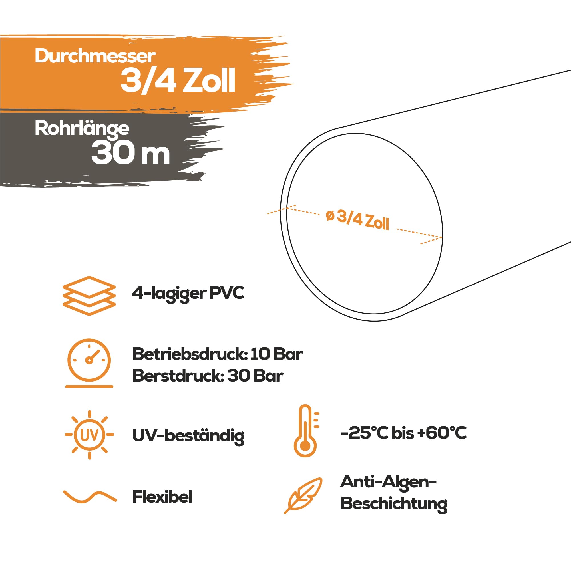 Gartenschlauch gelb 3/4" Helios Premium 10 Jahre Garantie 4 lagig Wasserschlauch Bewässerungsschlauch (30m)
