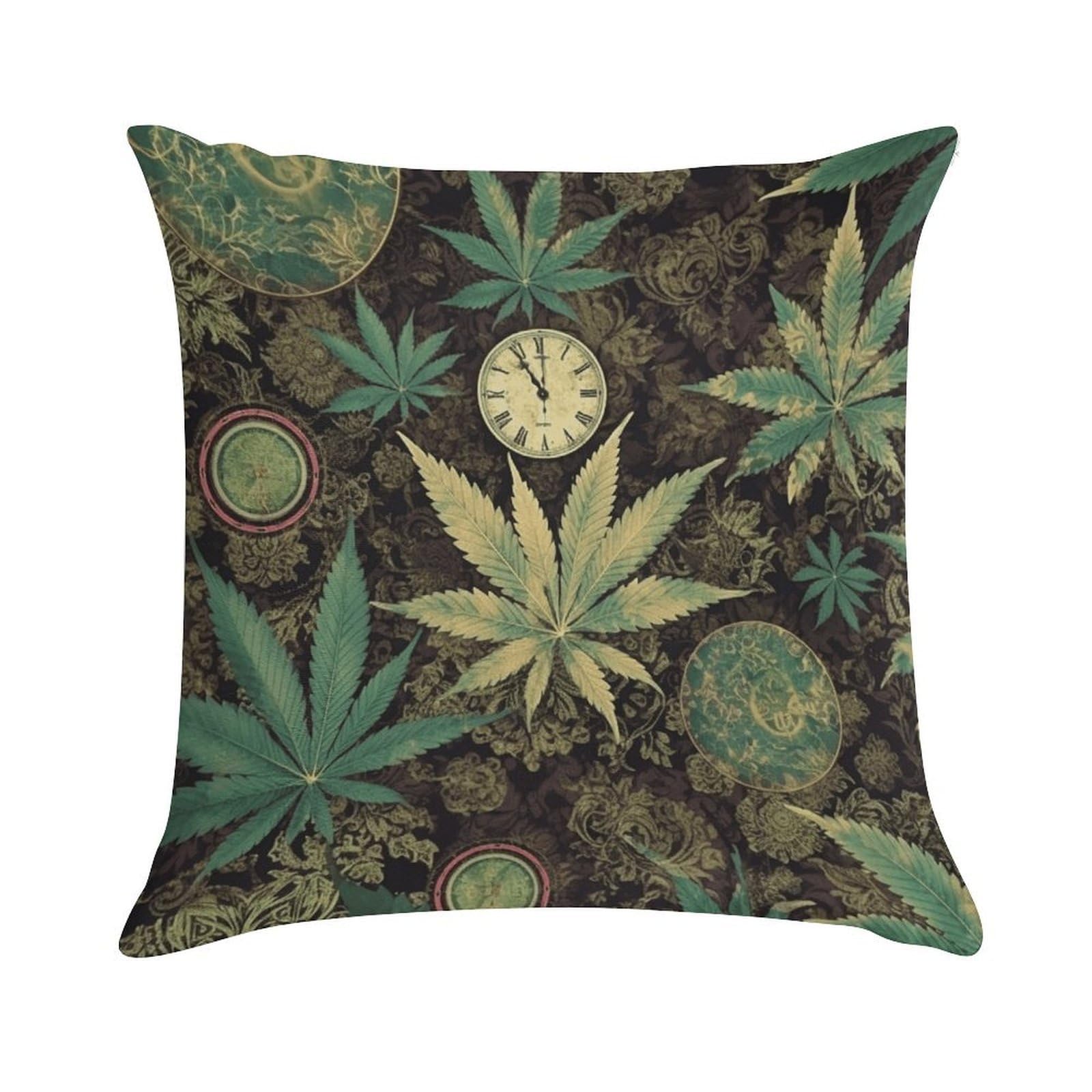 VstaDank A Puff in Time Weed Marijuana Throw Pillow Cover Square Lumbar Throw Pillow Case Soft Decorative Cushion Cases Short Plush Pillowcase with Zipper Luxury Cozy Pillows Shams for All Seasons