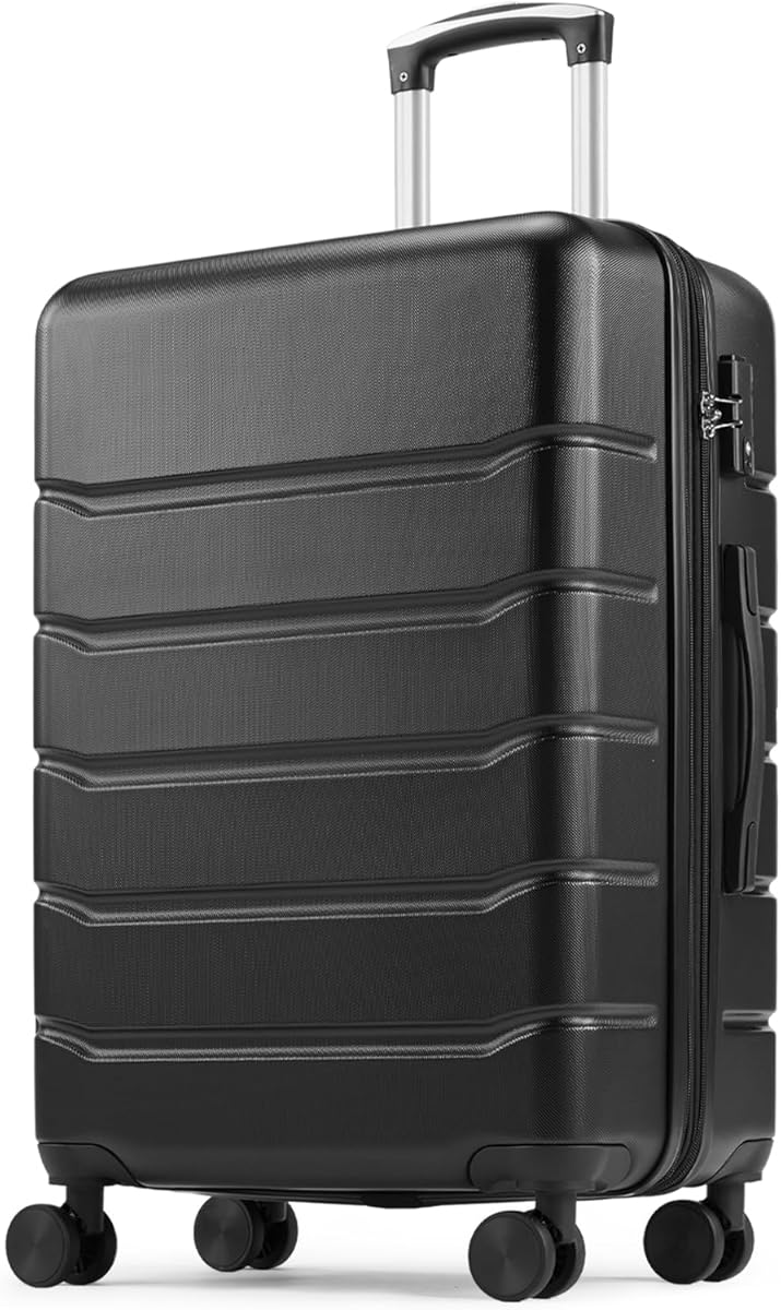 Sweetcrispy Carry on Luggage, Hard Shell ABS Suitcase with Double Spinner Wheels, Lightweight Expandable Rolling Suit Case with TSA Lock, 20 Inch Bronze Black