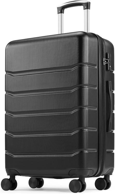 Equipaje de mano Sweetcrispy de 20 pulgadas, valija con ruedas giratorias | Ampliable, carcasa rígida de ABS, ligero, rodante, suave, cerradura TSA, viajes de negocios, vacaciones cortas, negro bronce