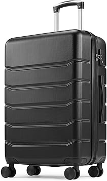 Hexago Expandable 20 Hardside Carry-On Luggage with TSA Lock & 360 Spinner Wheels Lightweight ABS Travel Suitcase for Business & Weekend Trips Black