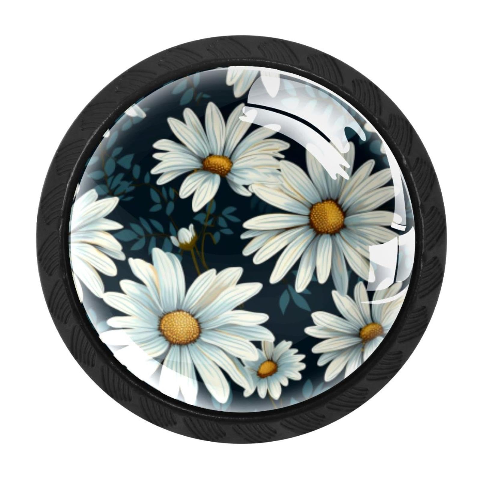 CHENZZZZ Daisy Drawer Knobs Pull Handle Crystal Glass Circle Shape Cabinet Drawer Pulls Cupboard Knobs with Screws for Kitchen Cupboard Dresser Wardrobe etc